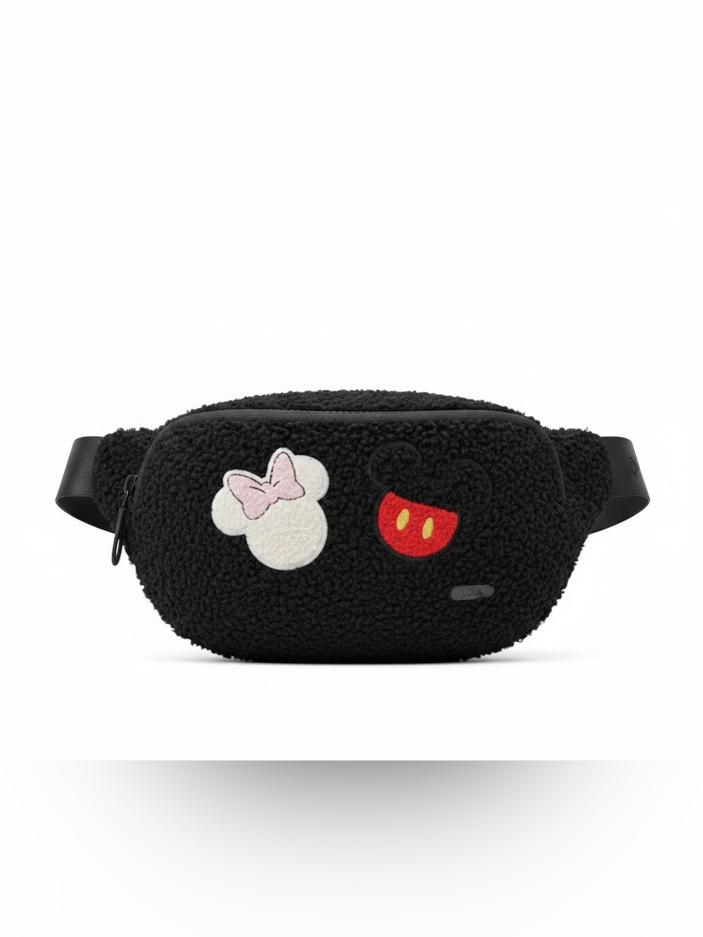 Lole Kids Black Sherpa Belt Bag with Minnie & Mickey Patches